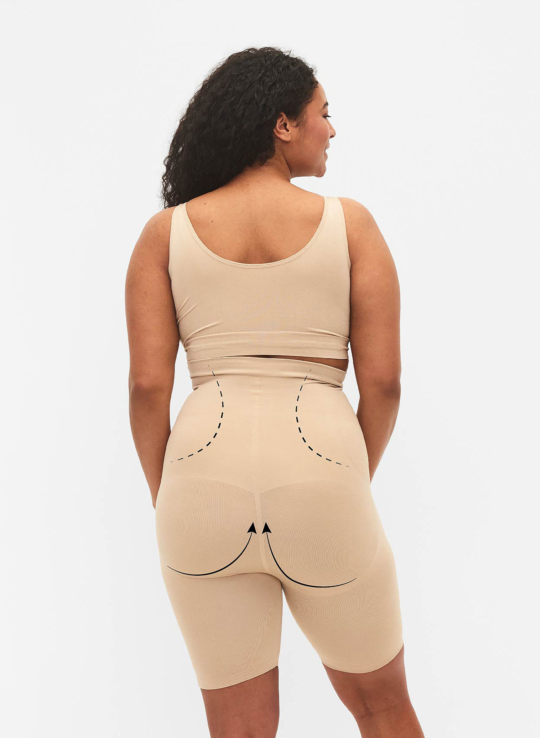 ZizzifashionHigh waisted shapewear shorts, Beige, Model image number 2