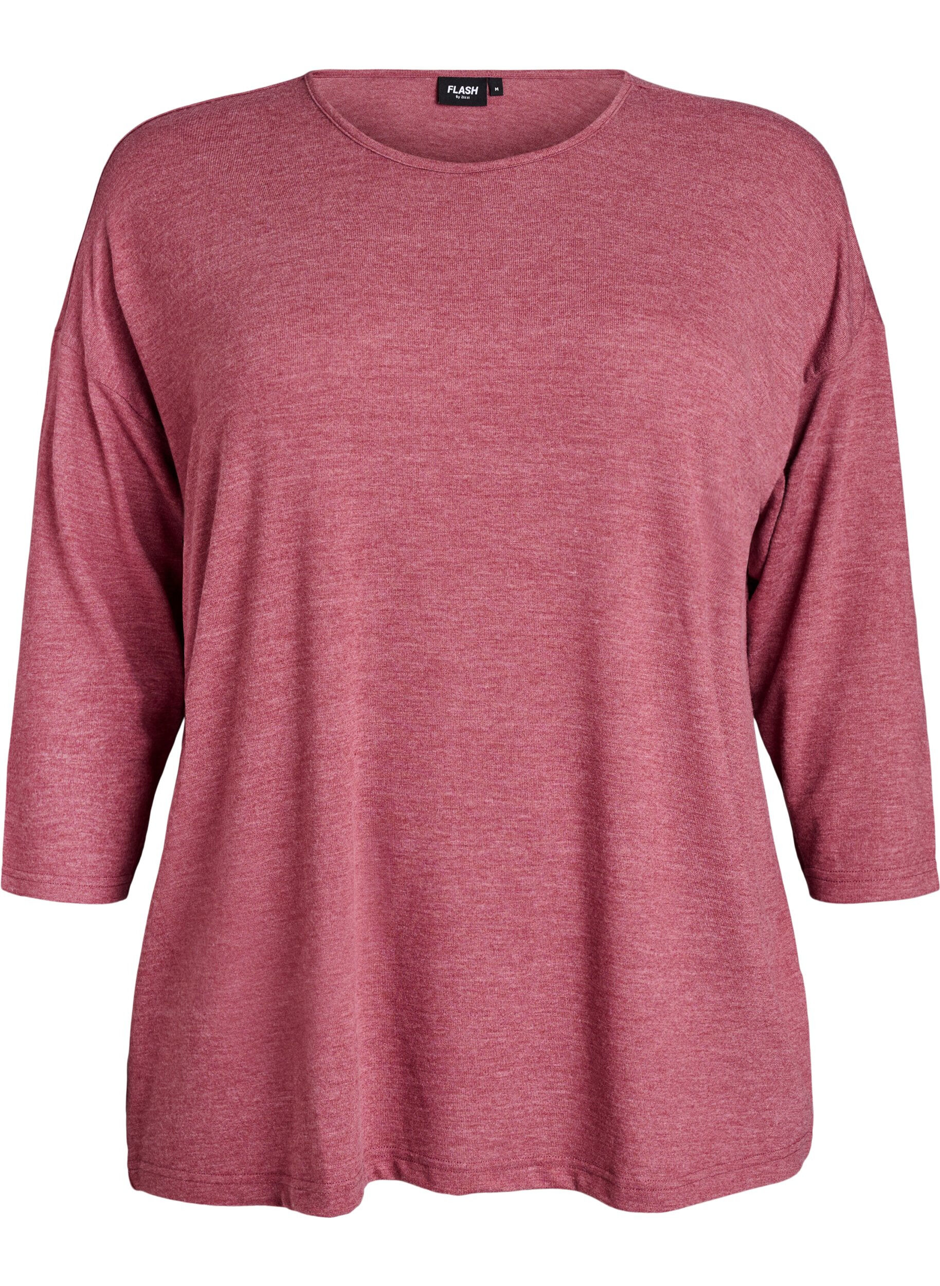 Zizzifashion Jersey blouse with 3/4 sleeves, Red, Packshot image number 0