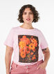 Cotton T-shirt with front print, Rose, Model image number 0