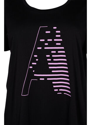 Sports t-shirt with print, Black w. Purple A, Packshot image number 2