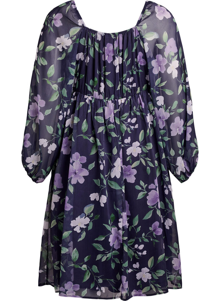 Chiffon party dress with long sleeves, Blue, Packshot image number 1