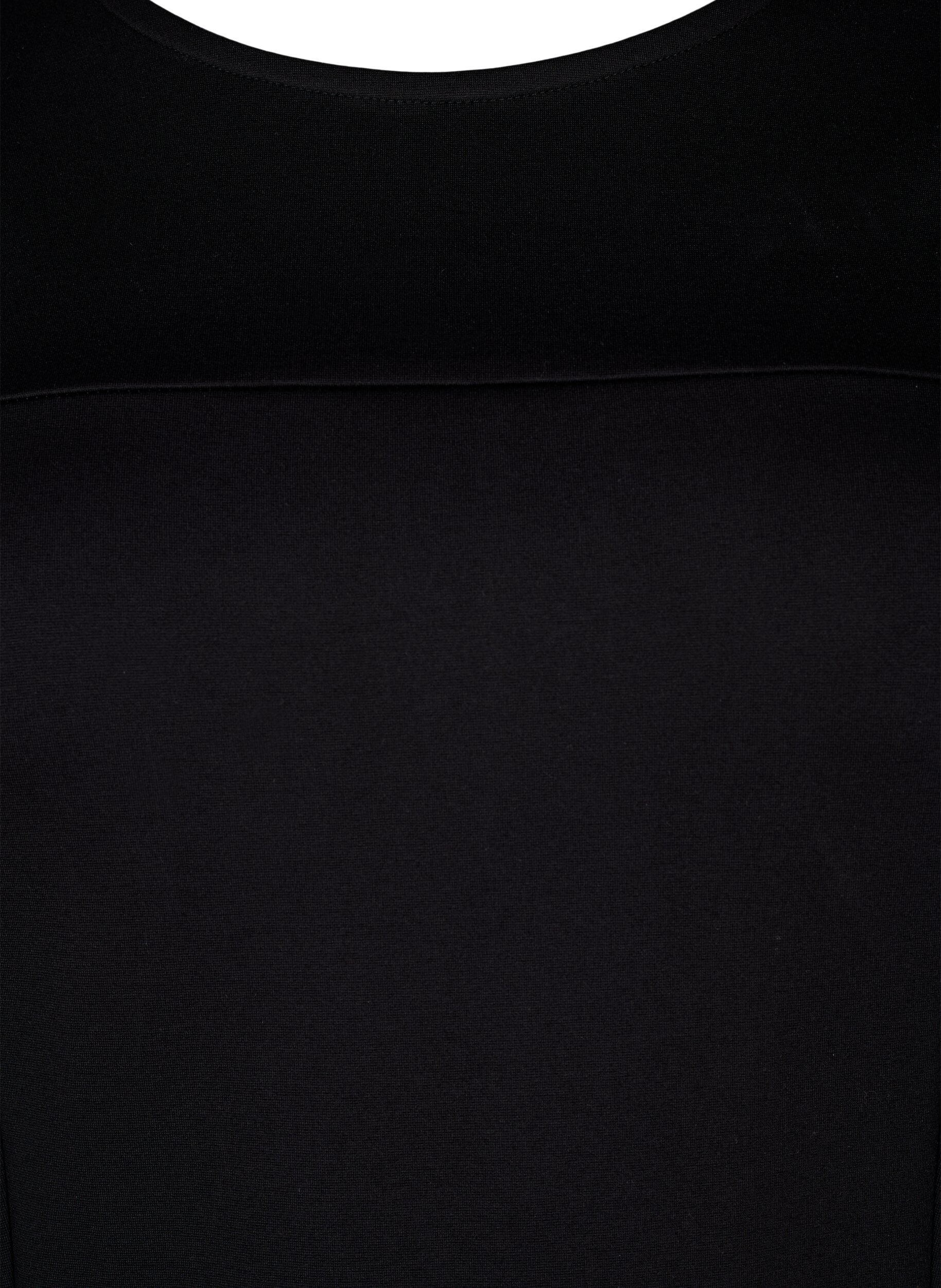 Zizzifashion A-shaped dress with 3/4 sleeves, Black, Packshot image number 2
