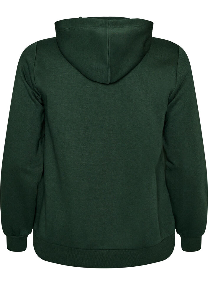 Hooded sweatshirt with a zip and pockets, Green, Packshot image number 1