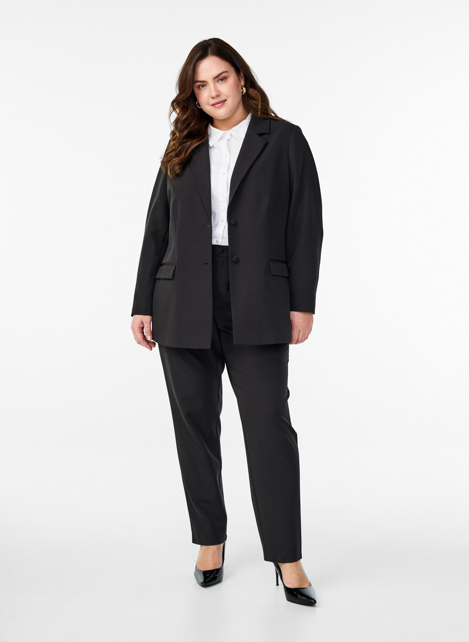 Zizzifashion Classic blazer with button closure, Black, Model image number 1