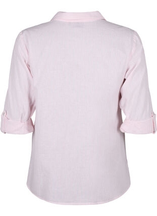 Shirt blouse with button closure in cotton-linen blend, Rosebloom White, Packshot image number 1