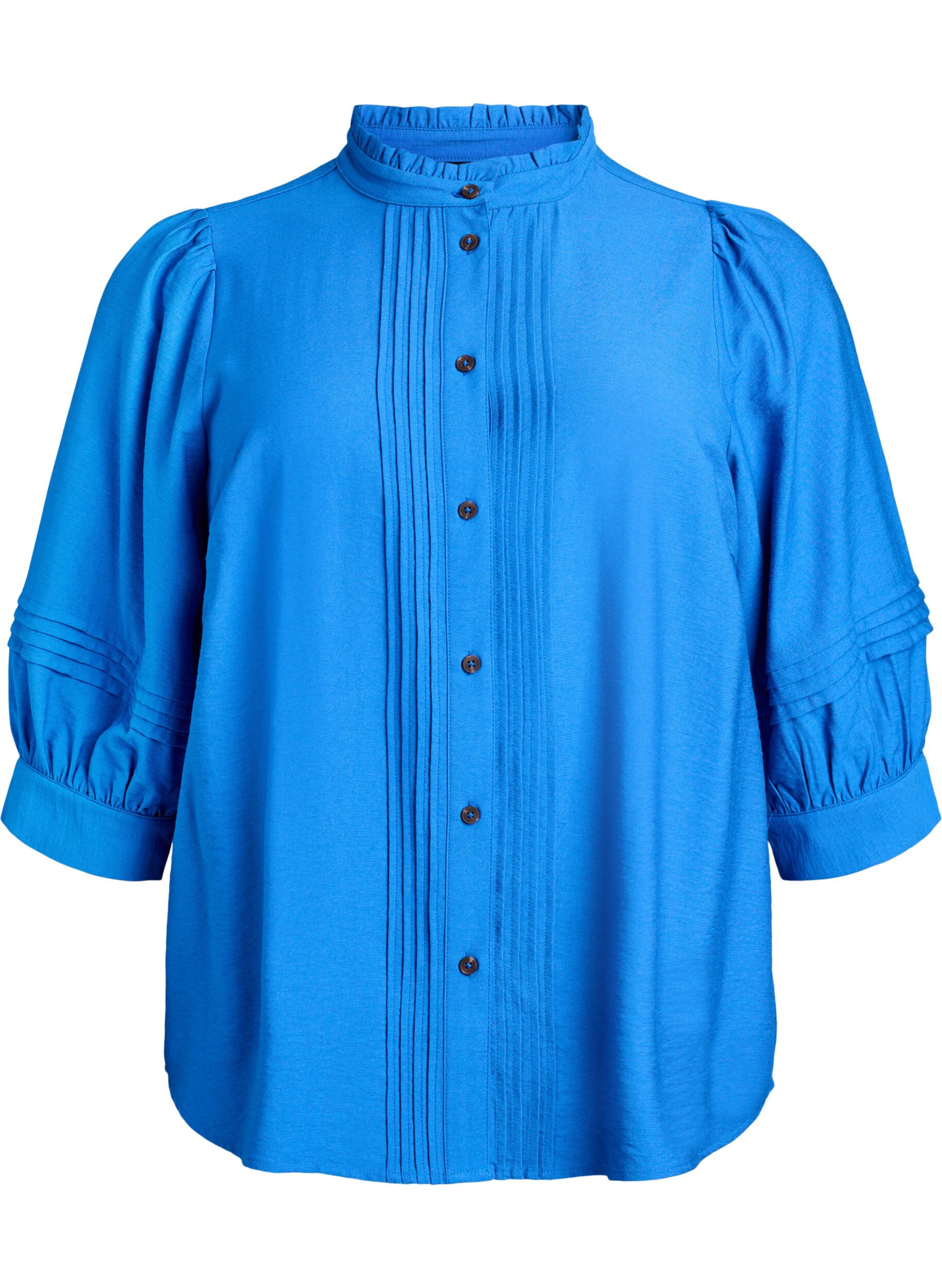 Blouse with 3/4 sleeves and decorative pleats