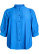 Blouse with 3/4 sleeves and decorative pleats, Blue, Packshot image number 0