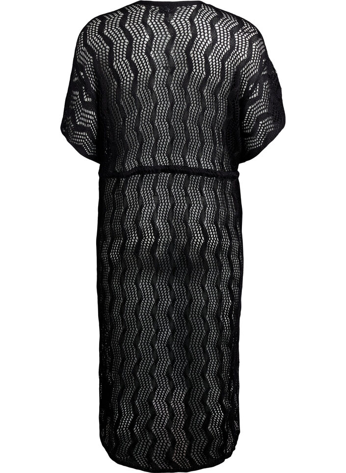 Beach kimono with tie belt, Black, Packshot image number 1