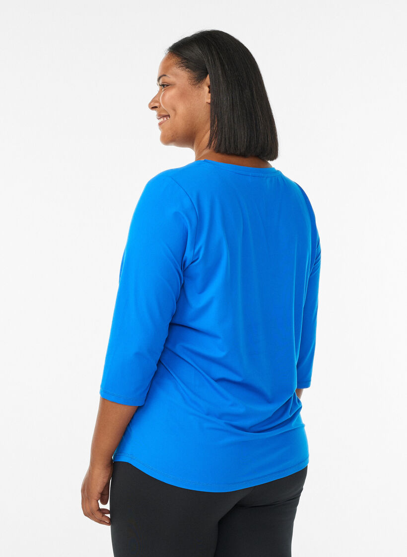 Workout top with 3/4 sleeves, Blue, Model image number 2