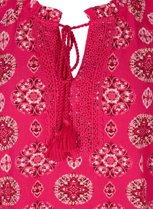 Printed viscose blouse with 3/4-length sleeves, Pink Indian , Packshot image number 2