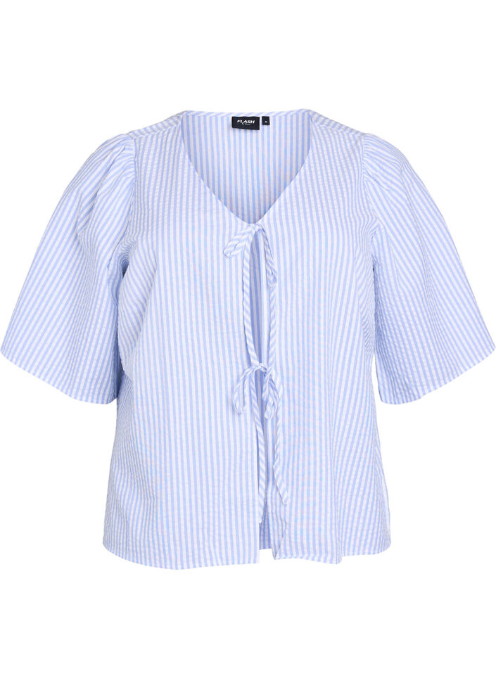 FLASH - Striped blouse with bows, Blue, Packshot image number 0