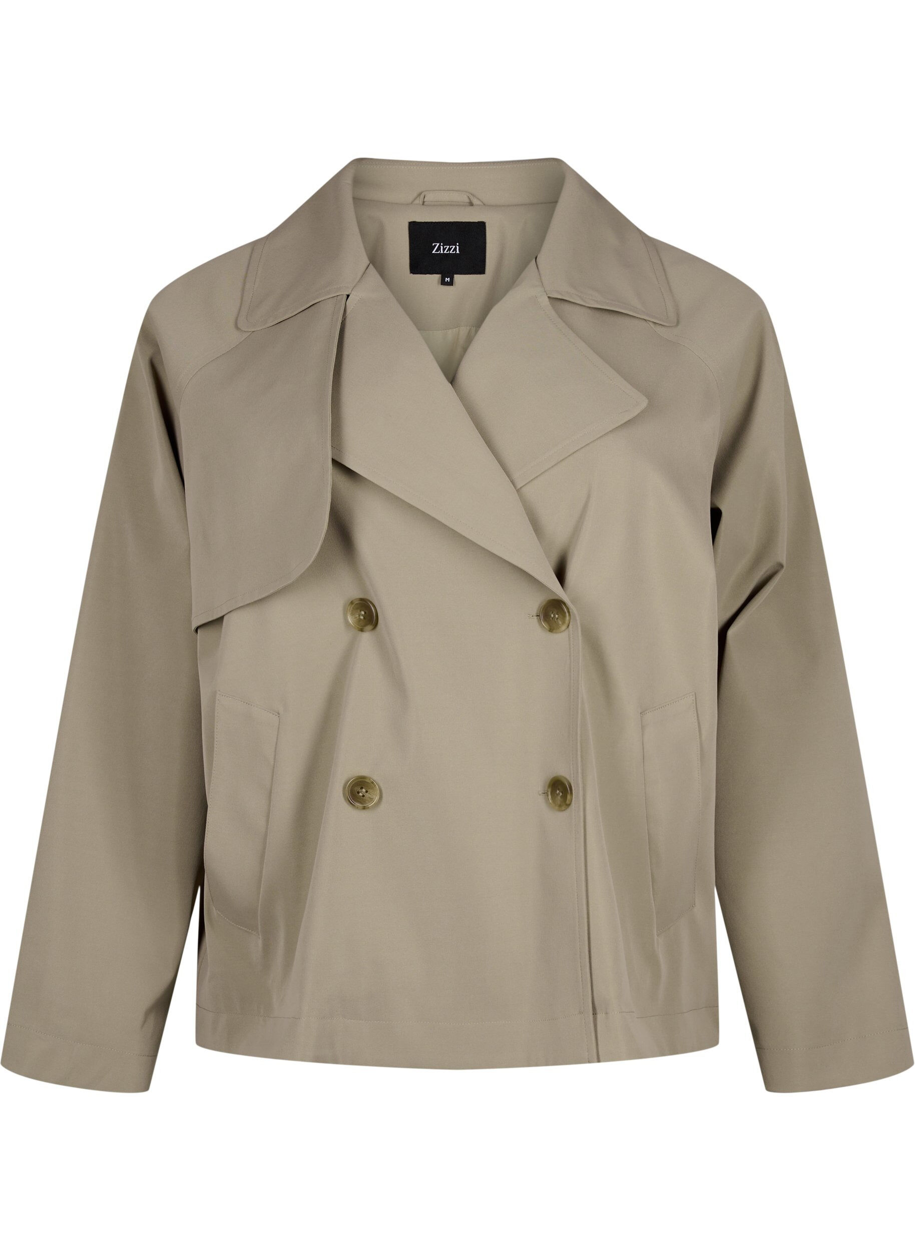 Zizzifashion Short trench coat with snap button closure, Coriander, Packshot image number 0