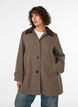 Checked coat with corduroy collar, Brown, Model image number 0