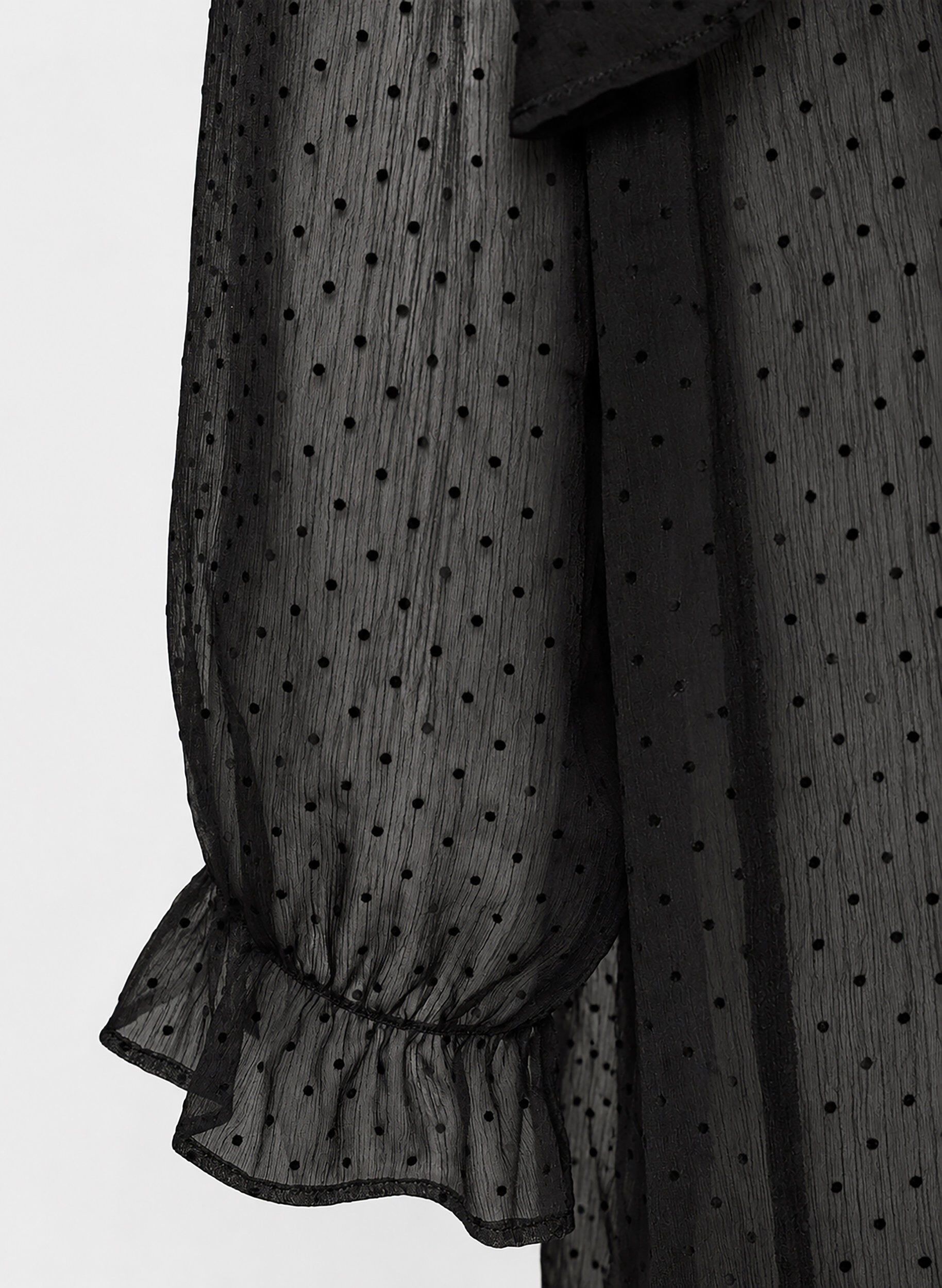 ZizzifashionMidi dress in a lightweight, sheer fabric with dots and ruffles, Black, Packshot image number 2