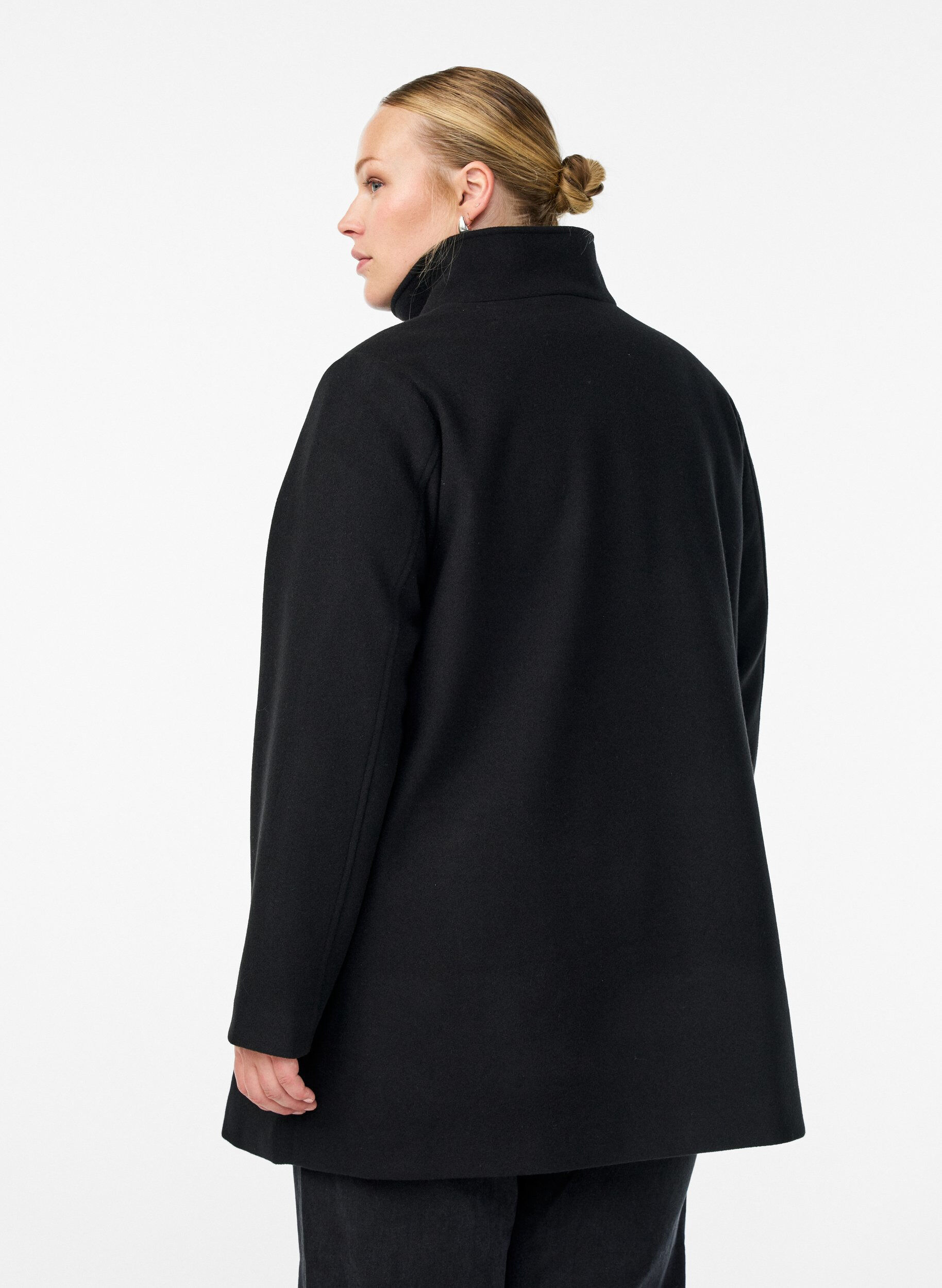 Zizzifashion Short coat with A-line shape, Black, Model image number 2