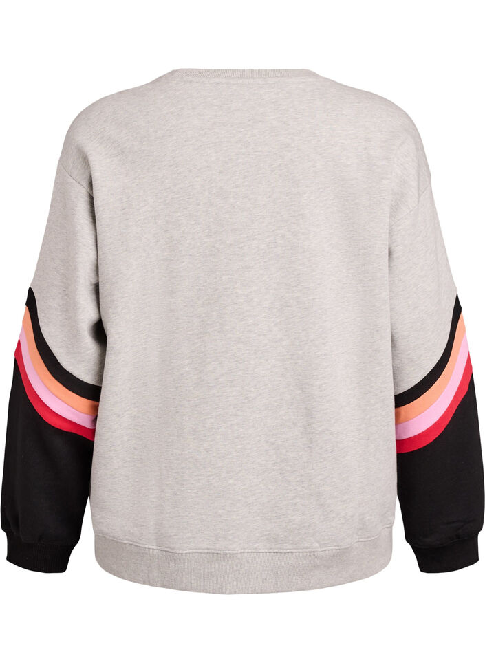 Loose sweatshirt with contrast details on the sleeves, Grey, Packshot image number 1