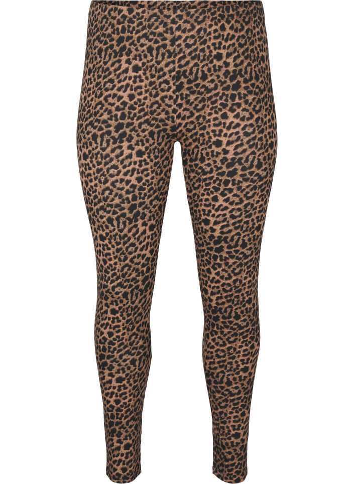 Viscose leggings with leopard print, Black, Packshot image number 0