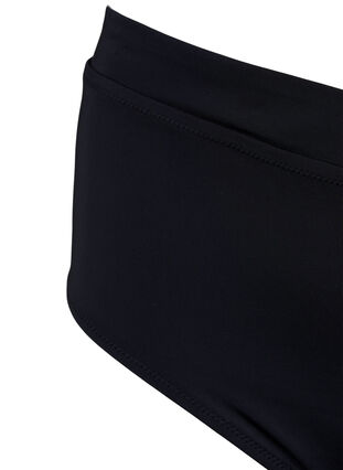 Solid colour bikini bottoms with high waist, Black, Packshot image number 3