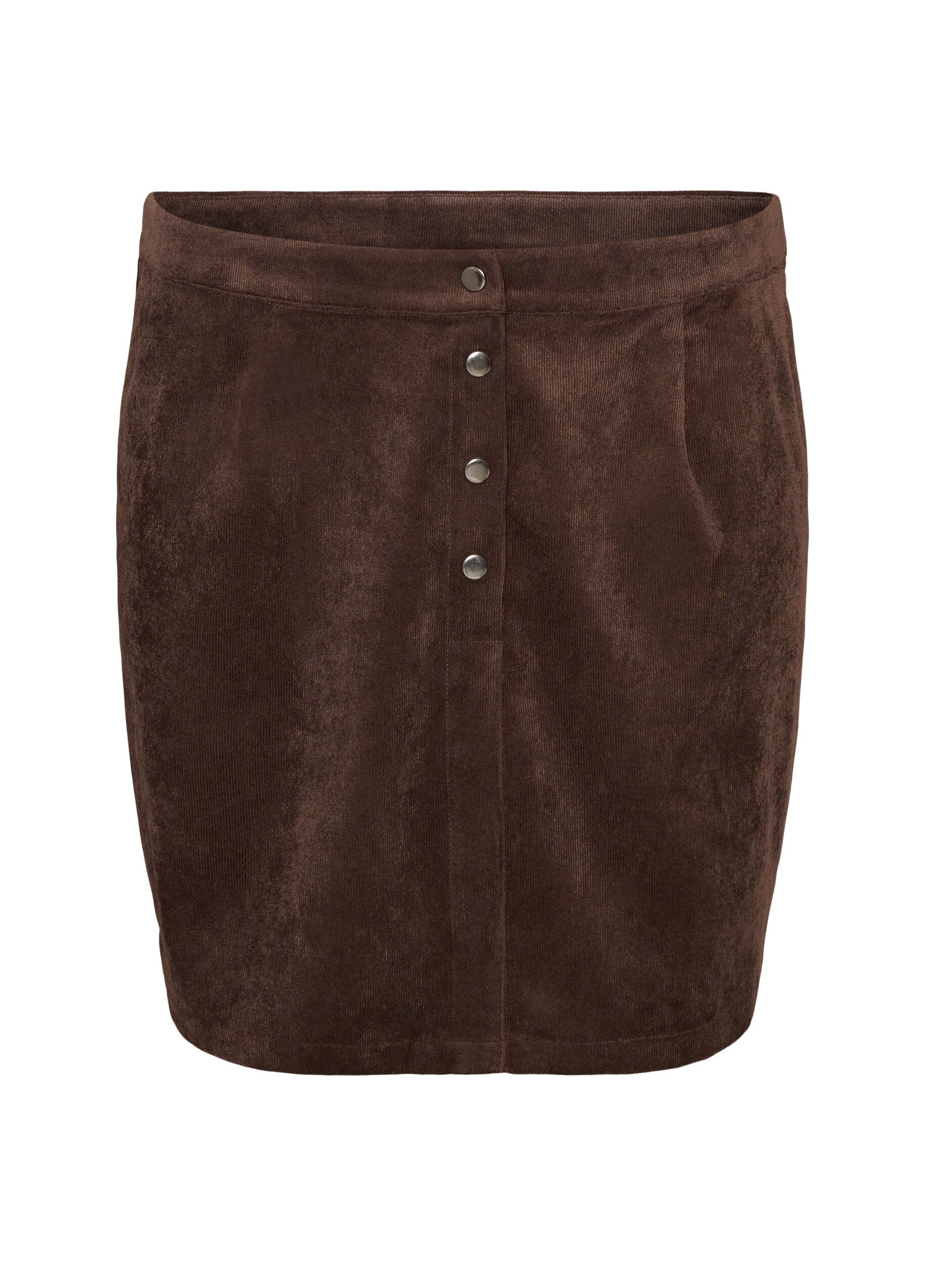 Short corduroy skirt with press studs