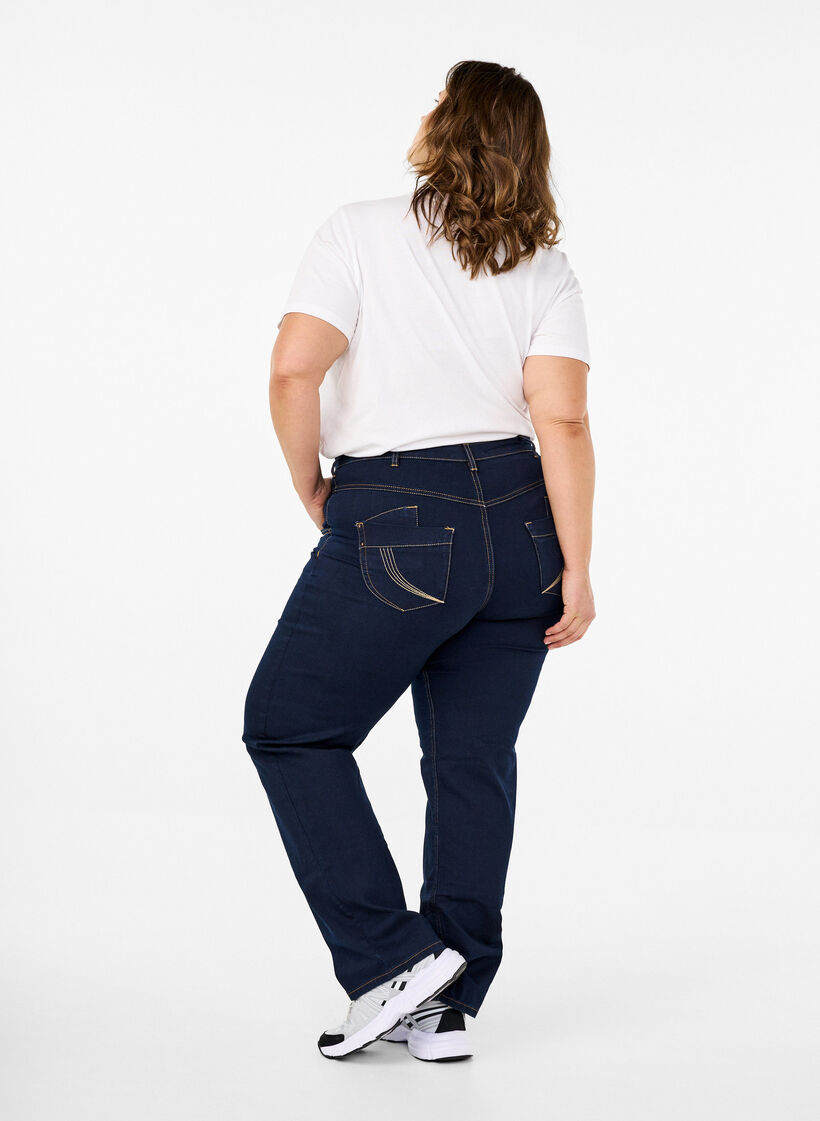 Regular fit Gemma jeans with a high waist, Blue, Model image number 2