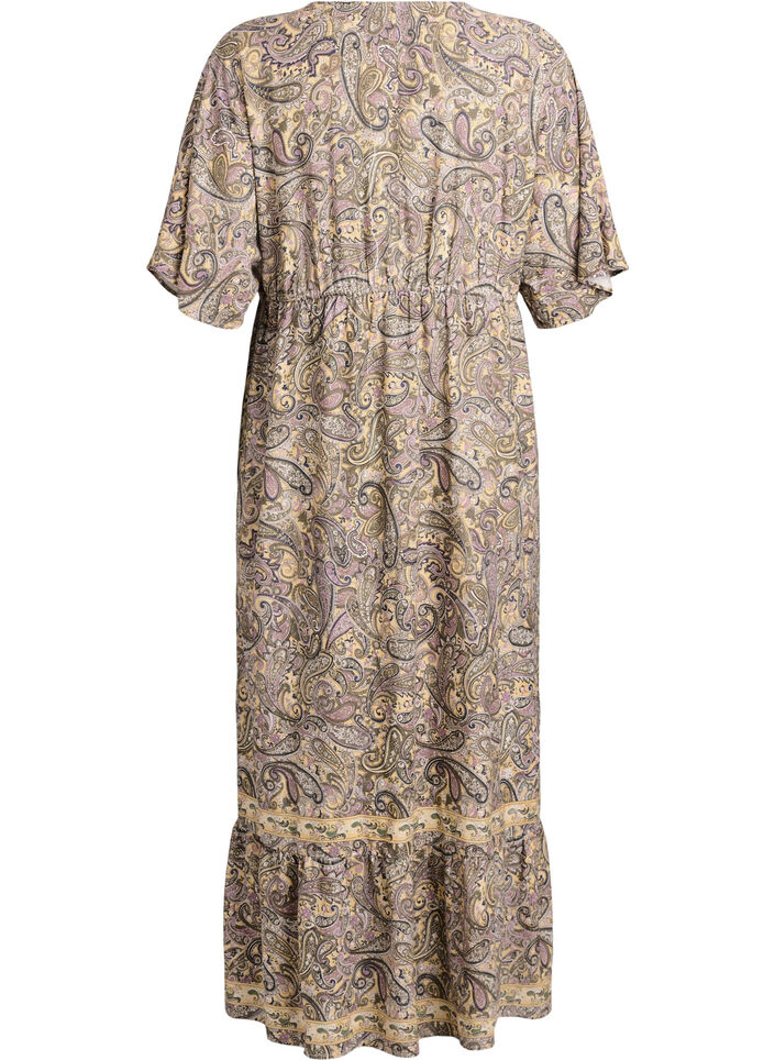 Viscose maxi dress with a paisley print, Yellow, Packshot image number 1