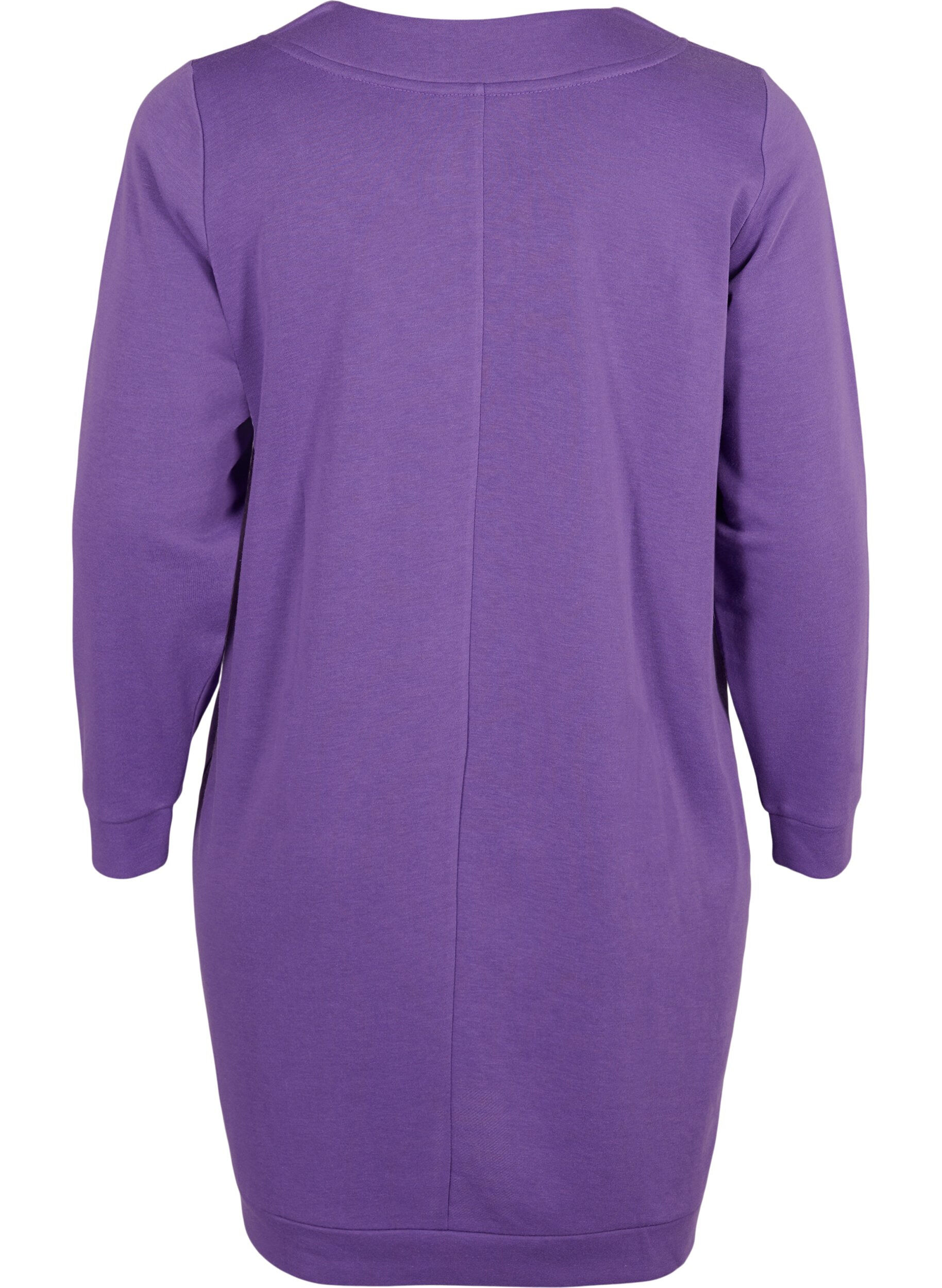 Zizzifashion Sweatshirt dress with v-neckline, Deep Lavender, Packshot image number 1