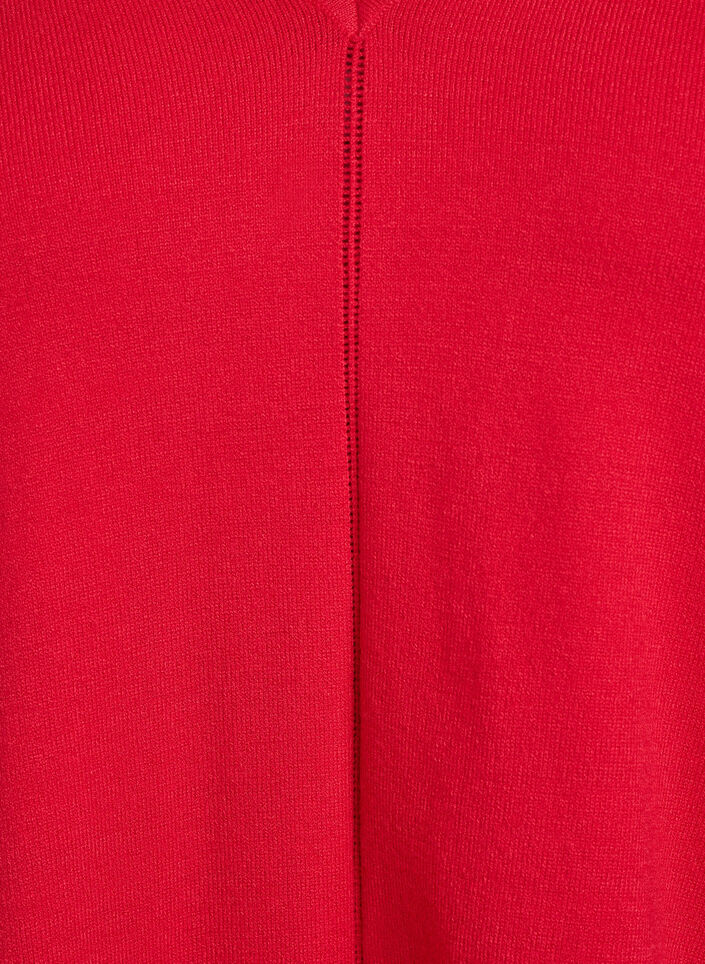 Fine-knit blouse with v-neck and front detail, Red, Packshot image number 2