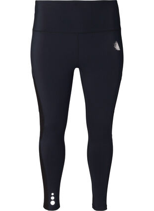 Cropped sport tights with high waist, Black, Packshot image number 3