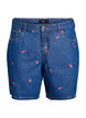 Denim shorts with embroidered strawberries, Blue, Packshot image number 0