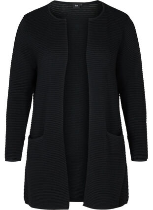Knitted cardigan with pockets, Black, Packshot image number 0