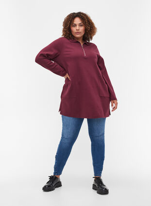 Cotton tunic with zip and pockets, Port Royal, Model image number 2