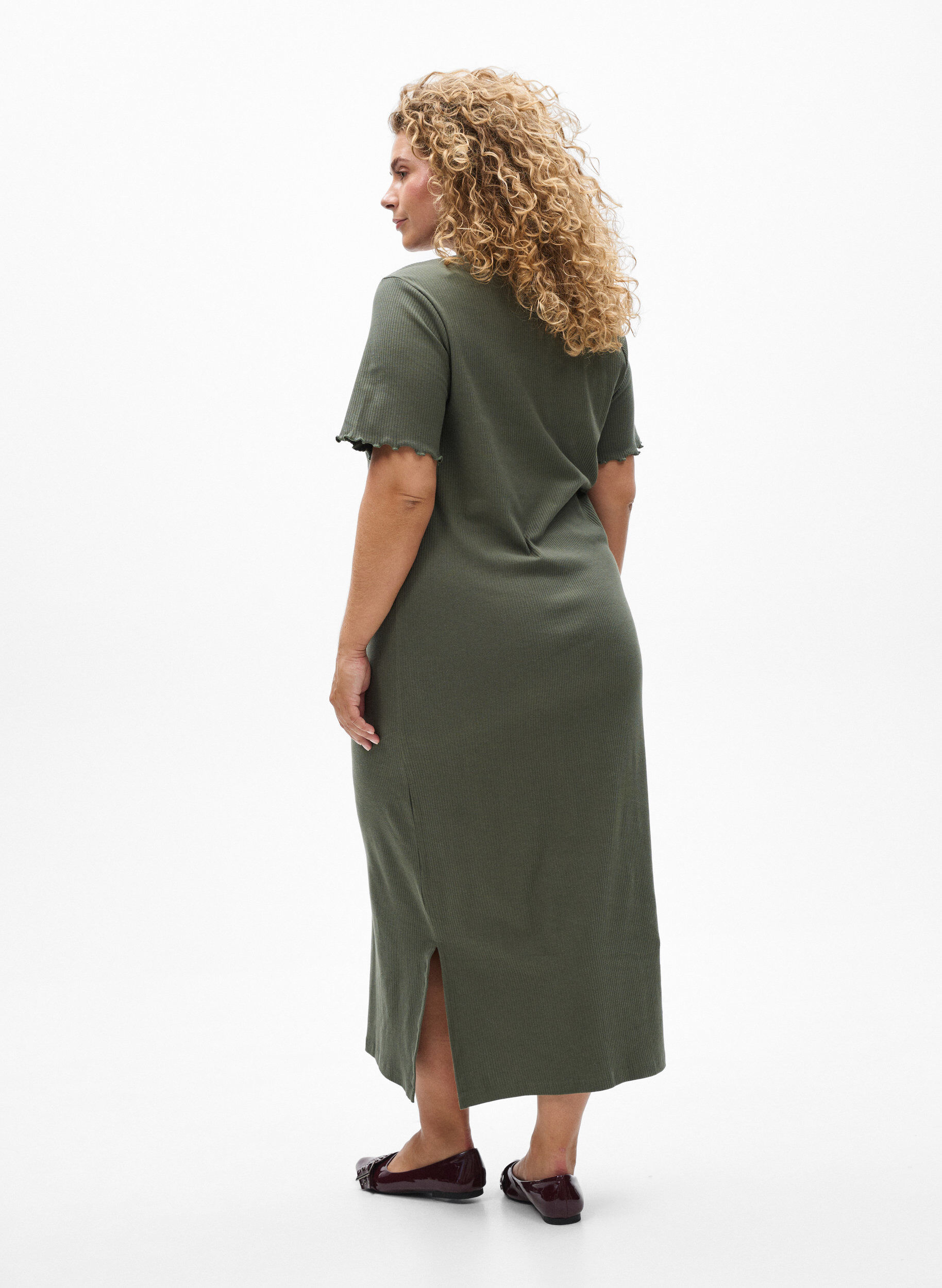 Zizzifashion Maxi dress in jersey with short sleeves, Green, Model image number 1