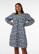 Patterned viscose dress with long sleeves, Blue, Model image number 0