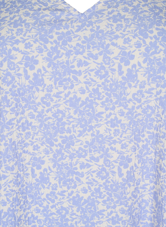 Short-sleeved dress with a V-neck, Blue, Packshot image number 2