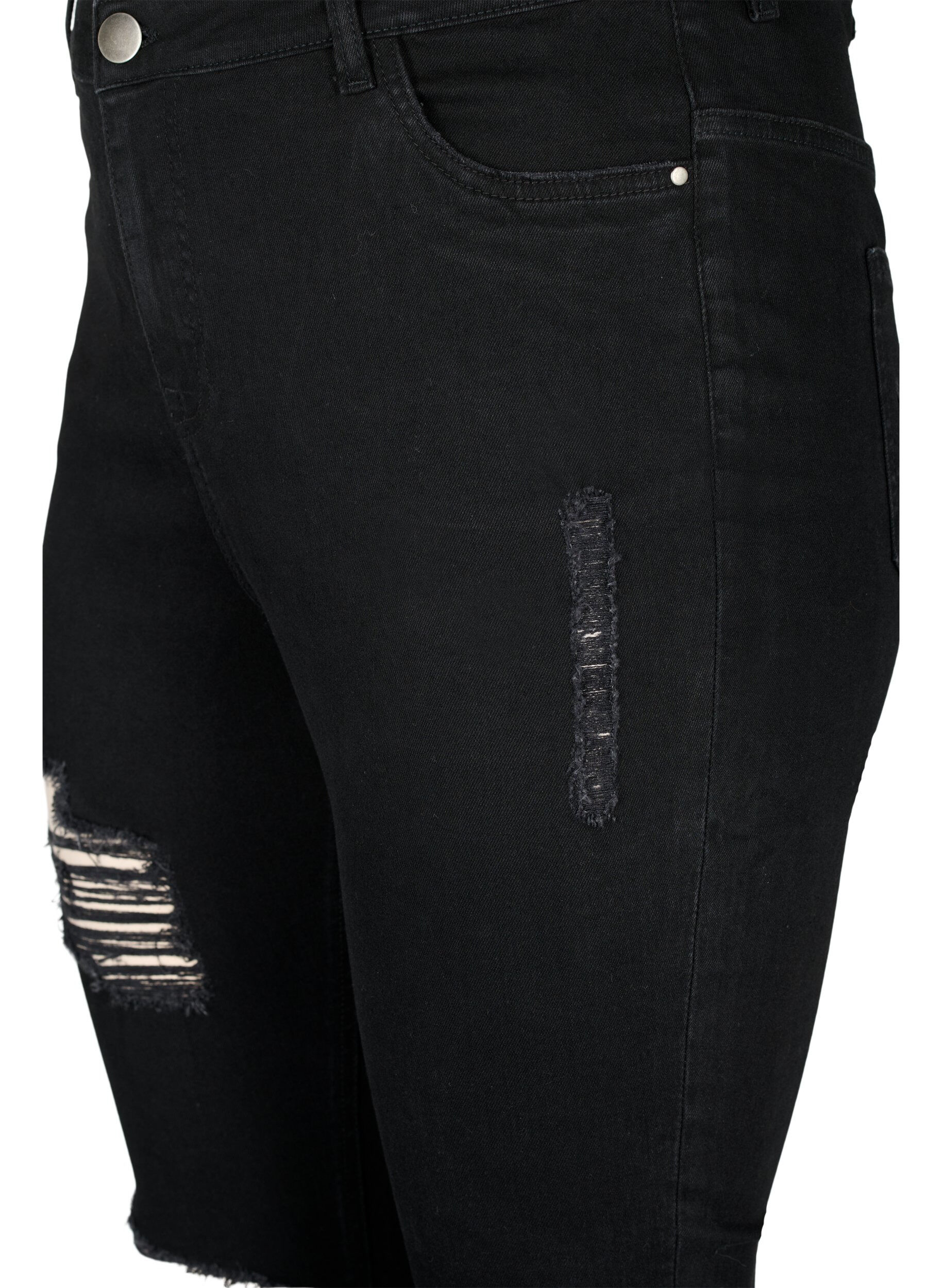 Zizzifashion Tight-fitting jeans with rip details, Black, Packshot image number 2