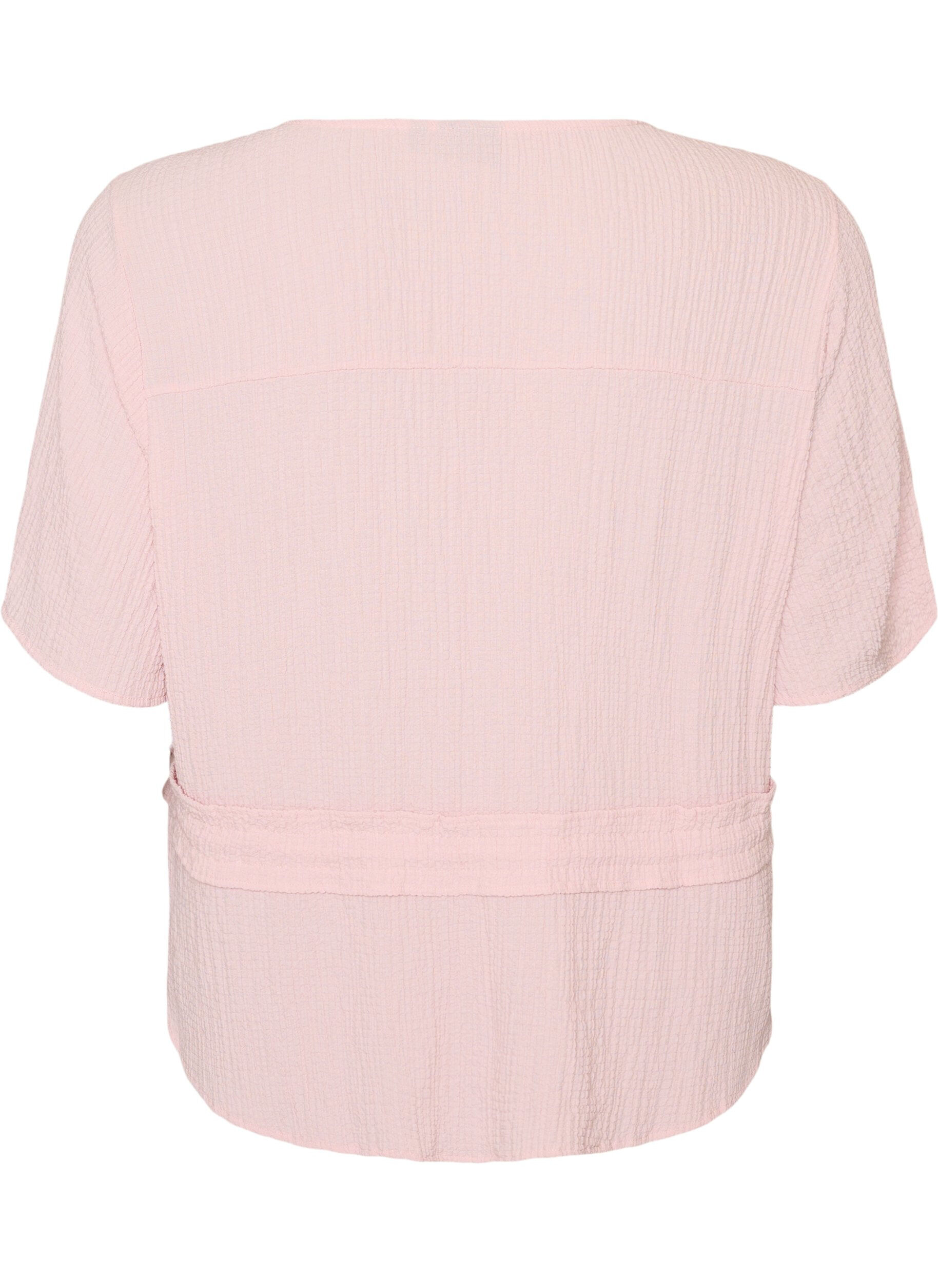 Zizzifashion Blouse with texture and a tie-waist, Pink, Packshot image number 1