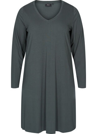 Solid colour long-sleeved dress with V-neck, Urban Chic, Packshot image number 0