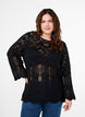 Knitted blouse with lace pattern, Black, Model image number 0