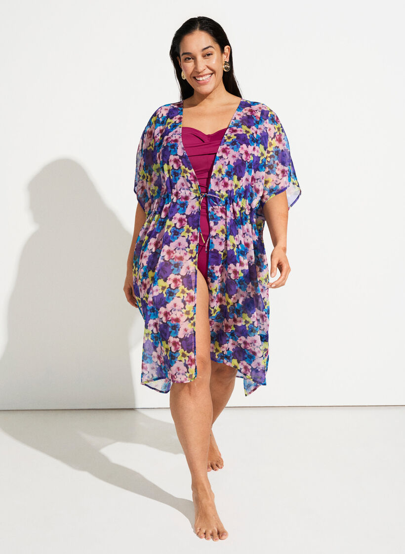 Beach kimono with print, Blue, Image image number 0
