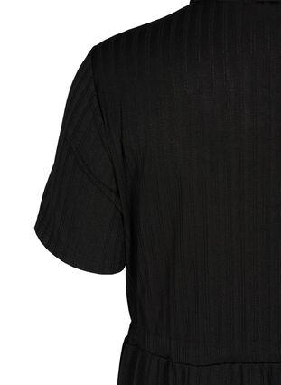 Short-sleeved midi dress with buttons, Black, Packshot image number 3