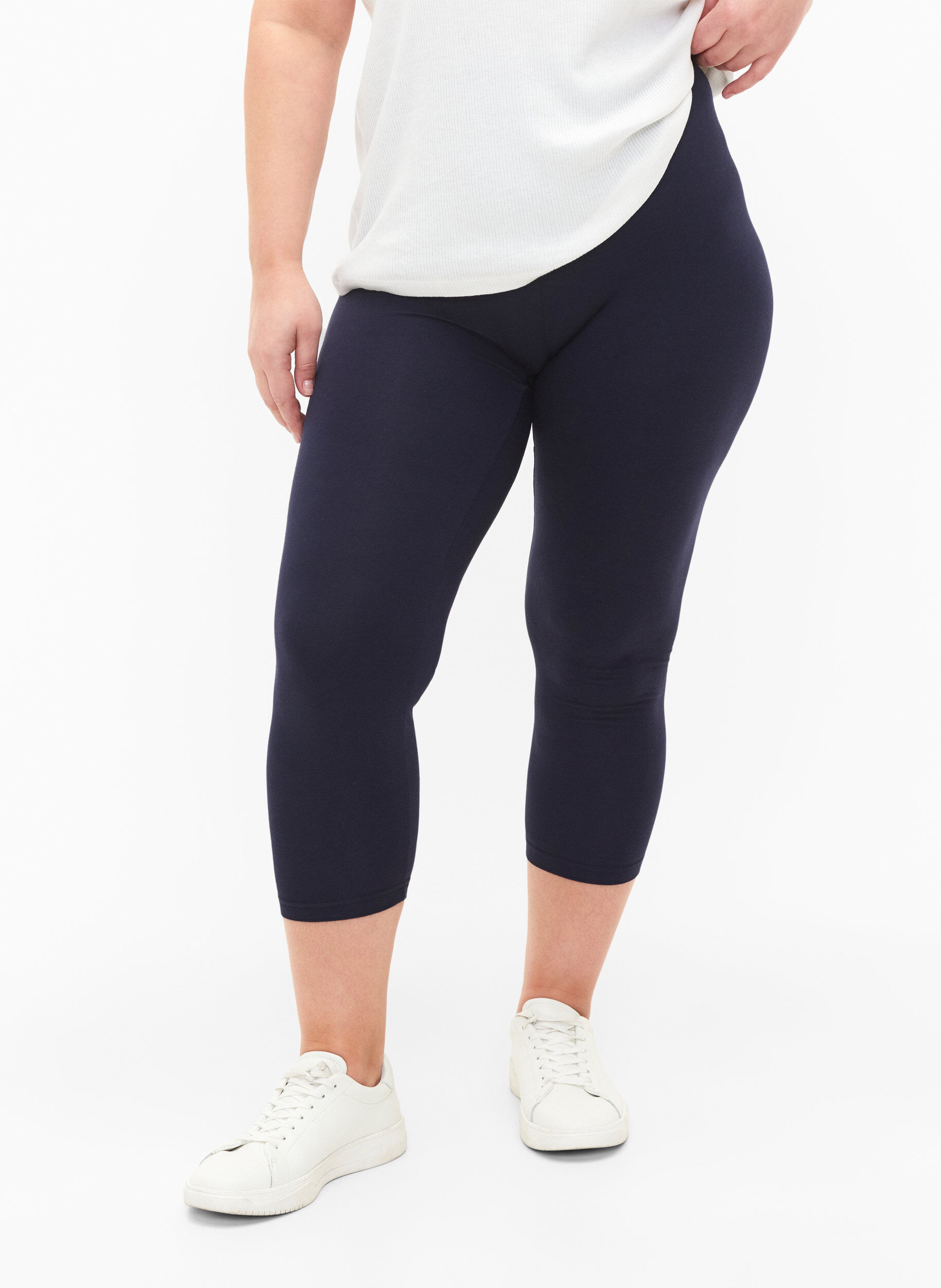 Basic 3/4-length viscose leggings, Blue, Model
