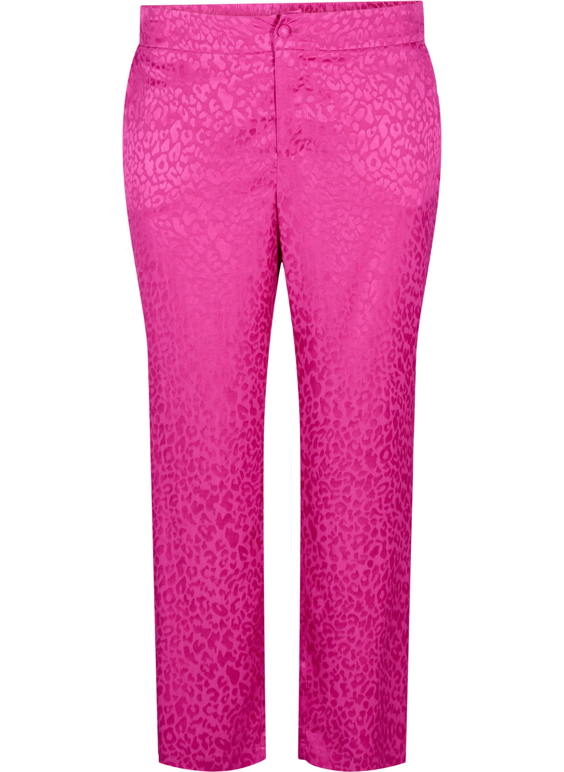 Zizzifashion Tone-on-tone viscose jacquard trousers, Rose Violet, Packshot image number 0