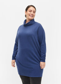 Tunic with long sleeves and high neck, Deep Cobalt Mel., Model