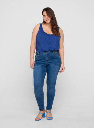 Top with a round neck and A-line, Twilight Blue, Model image number 2