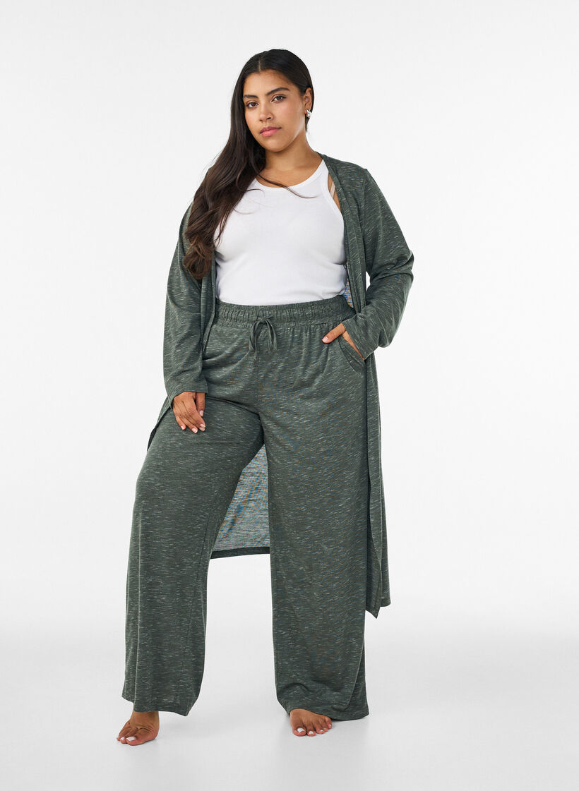 Jersey trousers with wide legs and pockets, Green, Model image number 1