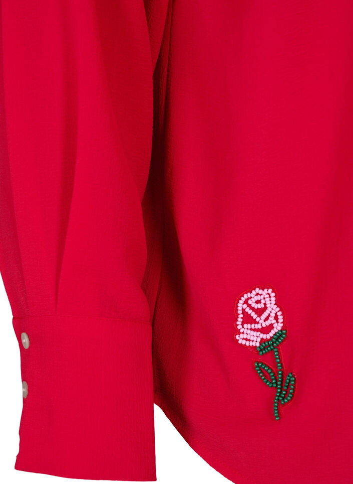 Solid coloured shirt with pearls, Red, Packshot image number 3