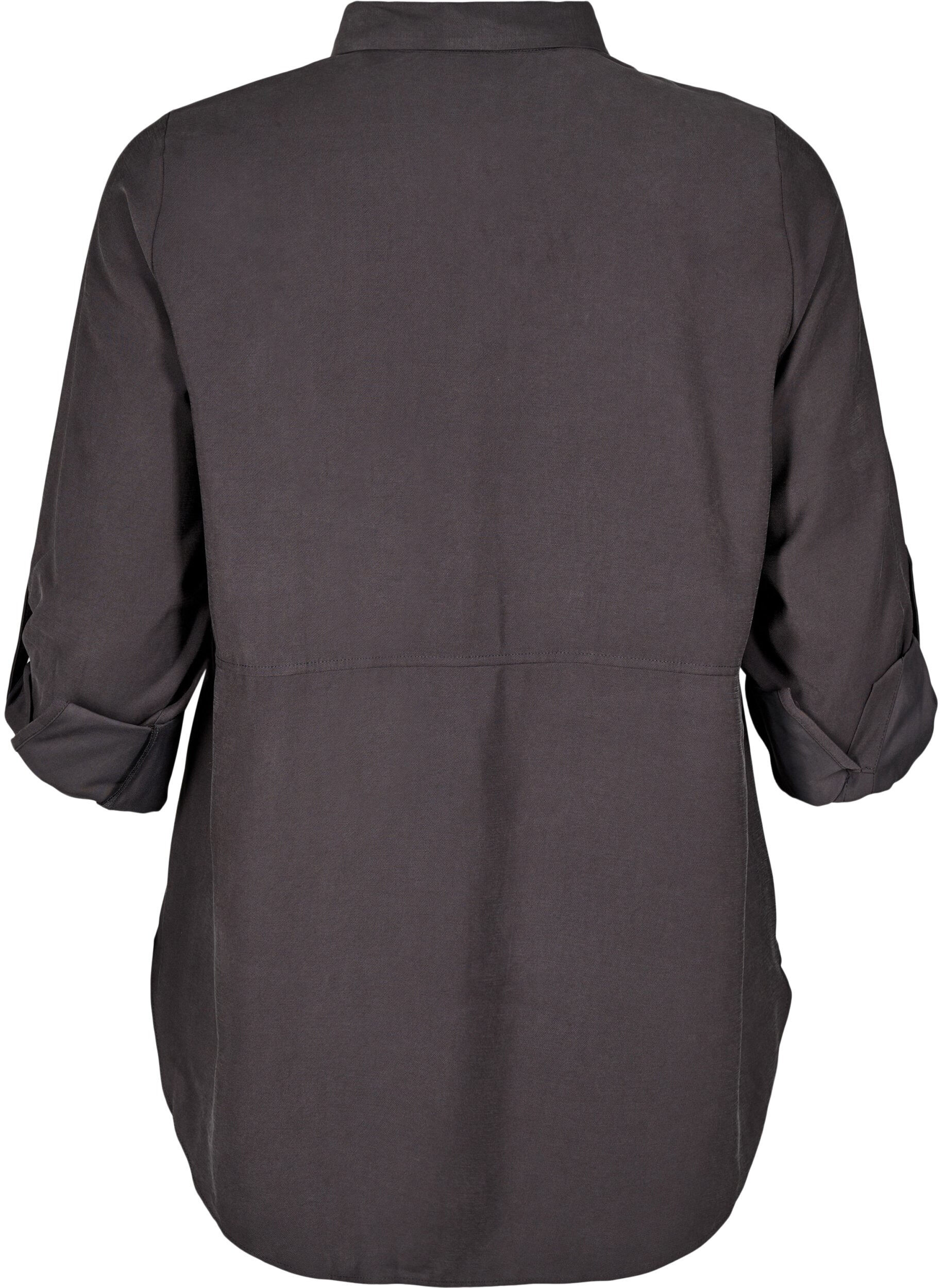 Zizzifashion FLASH - Shirt with collar and roll-up sleeves, Dark Grey, Packshot image number 1