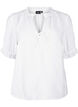 Short-sleeved viscose blouse with ruffle details, Bright White, Packshot image number 0