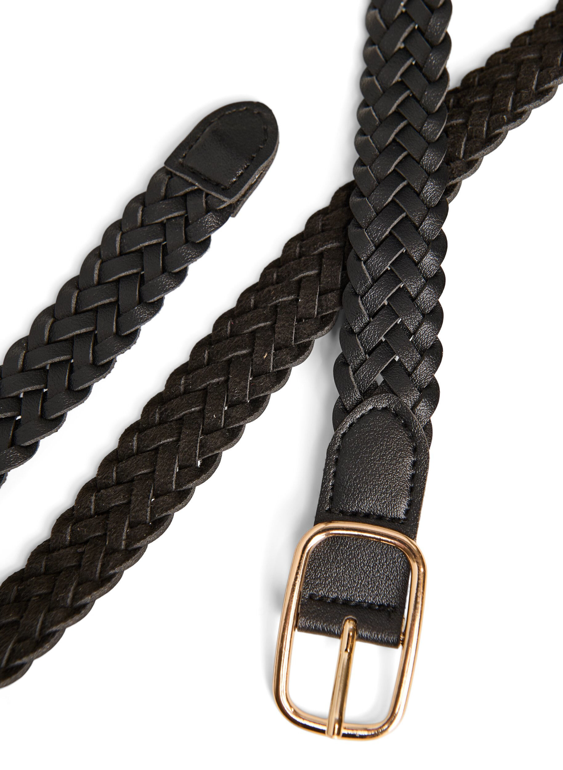 Zizzifashion Braided belt in faux leather, Black, Packshot image number 2