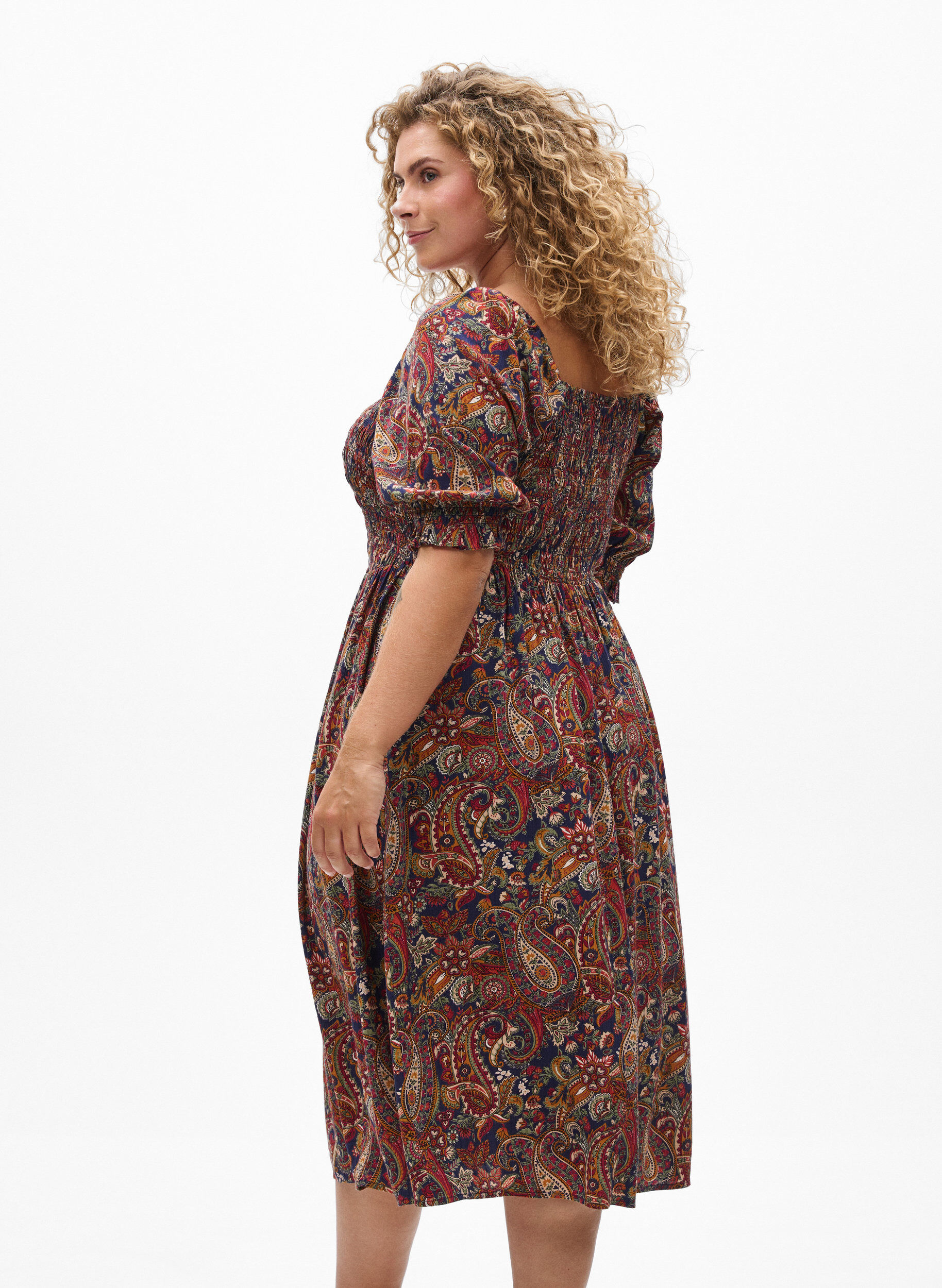 ZizzifashionSummer dress in viscose with paisley print, Blue, Model image number 2
